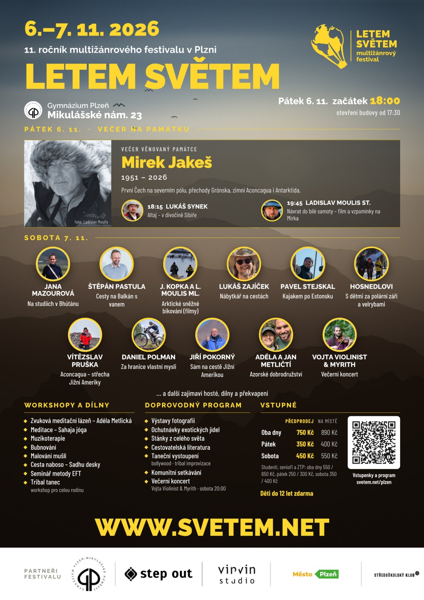 Plakát Letem světem Plzeň 6.–7. 11. 2026 s programem – kliknutím stáhnete PDF